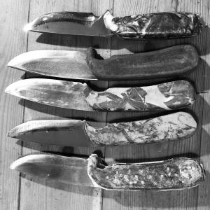 various Knife handles made in the composite maker lab