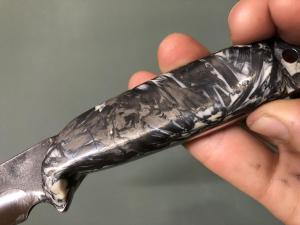 forged carbon knife handle made in the composite maker lab